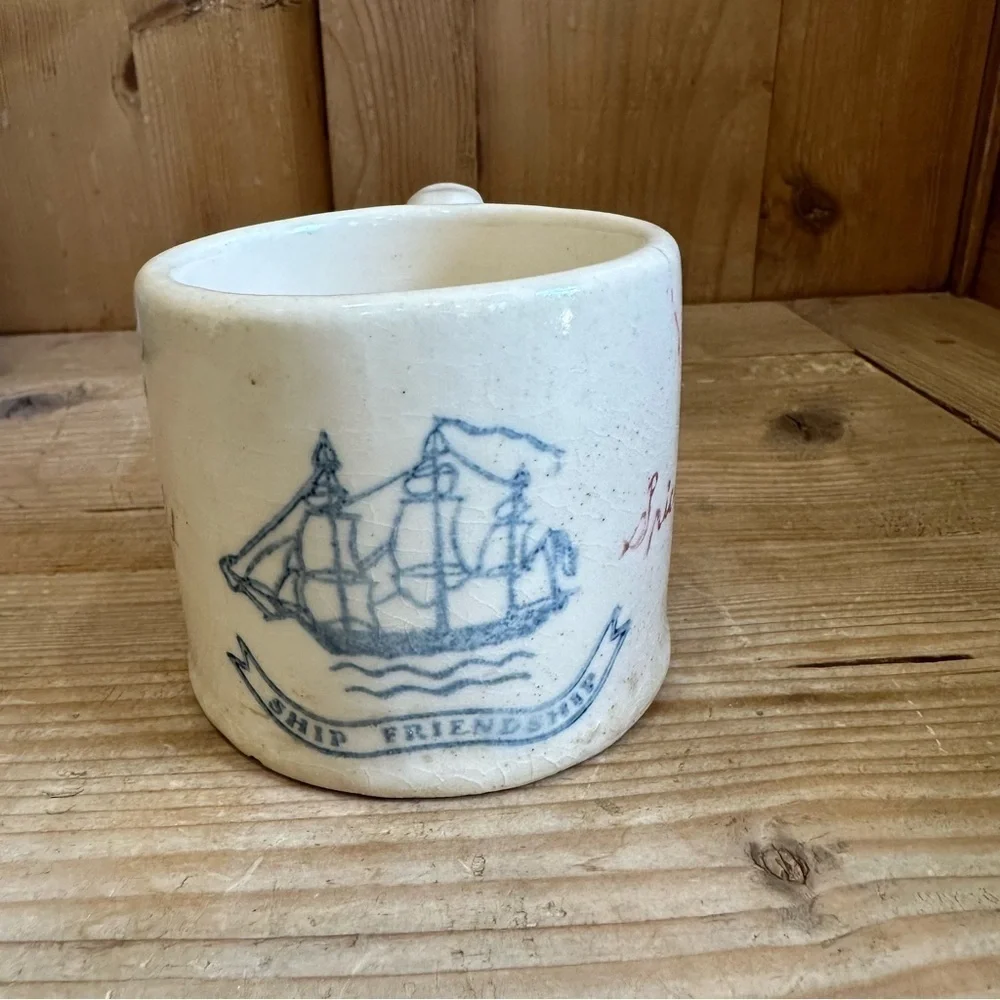 Vintage Old Spice Ship Friendship Shaving Mug Ivory Color Stoneware USA
